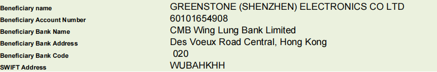 GreensTone CMB Wing Lung Bank account